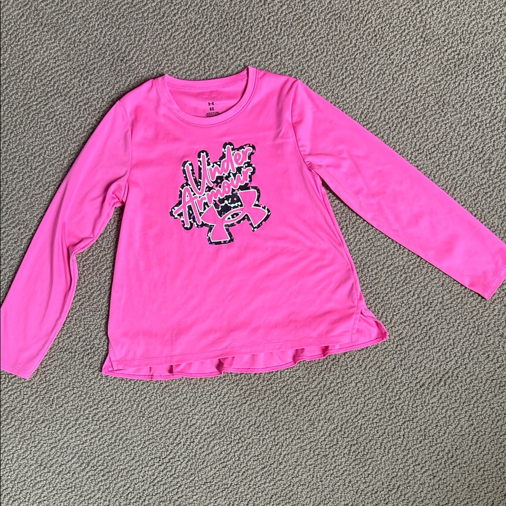 Under Armour Kids Bright Pink Long Sleeve Tee